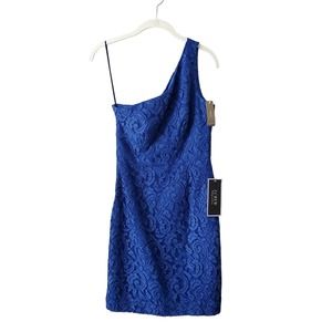 NWT J Crew Women's Size 2 Royal Blue Alexa Lace Dress One Shoulder Wedding Event